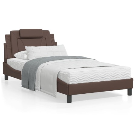 vidaXL Bett mit Matratze Braun 100x200 cm Kunstleder