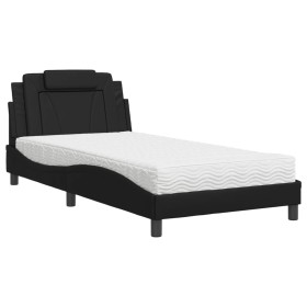 vidaXL Bett mit Matratze Schwarz 100x200 cm Kunstleder