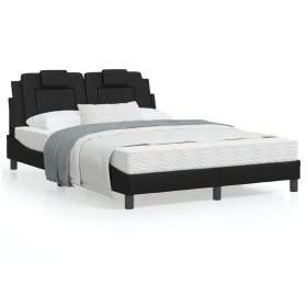 vidaXL Bett mit Matratze Schwarz 120x200 cm Kunstleder