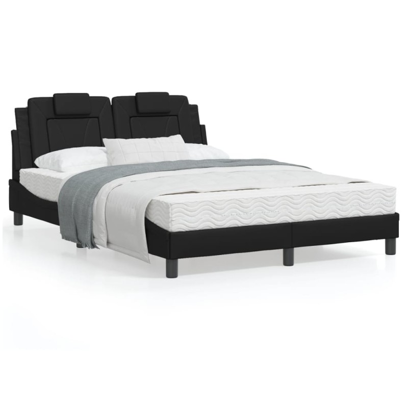 vidaXL Bett mit Matratze Schwarz 120x200 cm Kunstleder vidaXL Bett mit Matratze Schwarz 120x200 cm Kunstleder