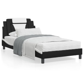 vidaXL Bett mit Matratze Schwarz und Weiß 100x200 cm Kunstleder