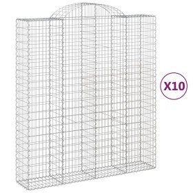 vidaXL Gabionen mit Hochbogen 10Stk. 200x50x220/240cm Verzinktes Eisen