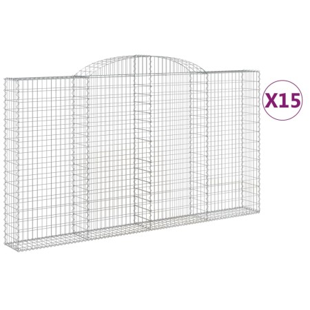 vidaXL Gabionen mit Hochbogen 15 Stk 300x30x160/180cm Verzinktes Eisen