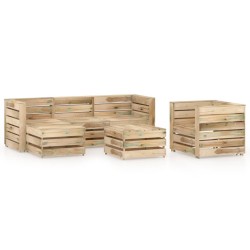 6-tlg. Garten-Lounge-Set Grün Imprägniertes Kiefernholz