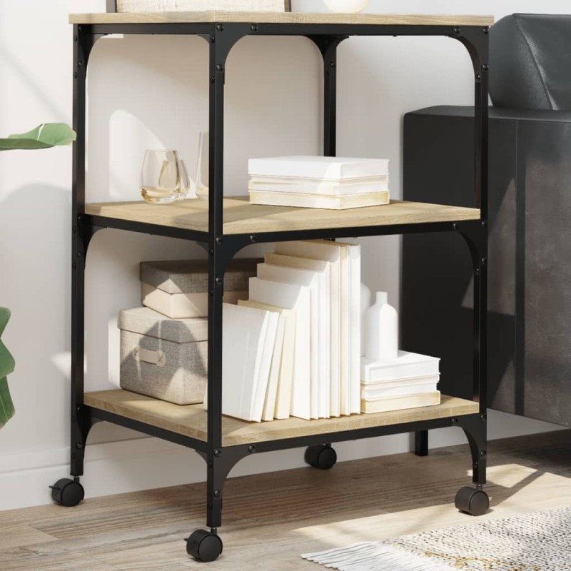 vidaXL Druckerständer 3 Ablagen Sonoma-Eiche 50x41x75 cm vidaXL Druckerständer 3 Ablagen Sonoma-Eiche 50x41x75 cm