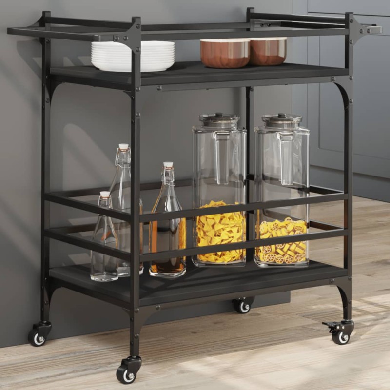 vidaXL Küchenwagen Schwarz 82x40x78,5 cm Holzwerkstoff vidaXL Küchenwagen Schwarz 82x40x78,5 cm Holzwerkstoff