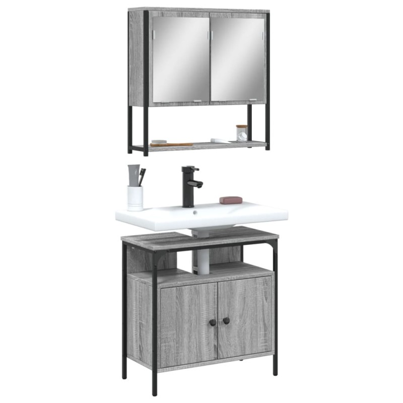 vidaXL 2-tlg. Badmöbel-Set Grau Sonoma Holzwerkstoff vidaXL 2-tlg. Badmöbel-Set Grau Sonoma Holzwerkstoff