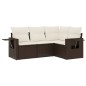 vidaXL 4-tlg. Garten-Sofagarnitur mit Kissen Braun Poly Rattan vidaXL 4-tlg. Garten-Sofagarnitur mit Kissen Braun Poly Rattan