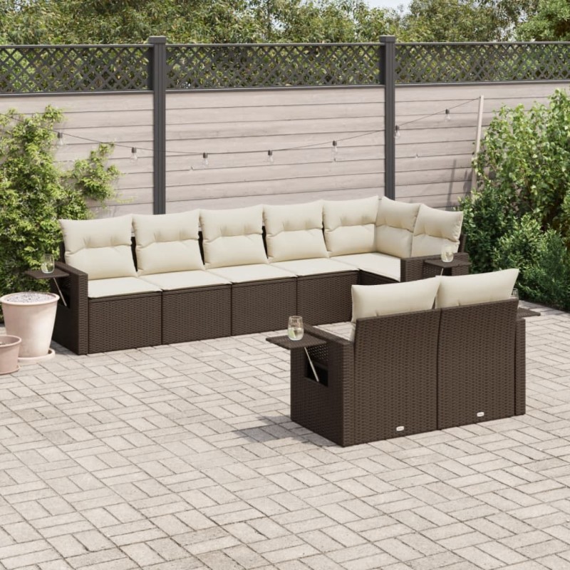 vidaXL 8-tlg. Garten-Sofagarnitur mit Kissen Braun Poly Rattan vidaXL 8-tlg. Garten-Sofagarnitur mit Kissen Braun Poly Rattan