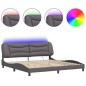 vidaXL Bettgestell mit LED Grau 200x200 cm Kunstleder vidaXL Bettgestell mit LED Grau 200x200 cm Kunstleder