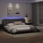 vidaXL Bettgestell mit LED Grau 200x200 cm Kunstleder vidaXL Bettgestell mit LED Grau 200x200 cm Kunstleder