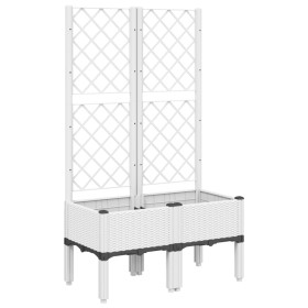 vidaXL Pflanzkübel mit Rankgitter Weiß 80x40x142 cm PP