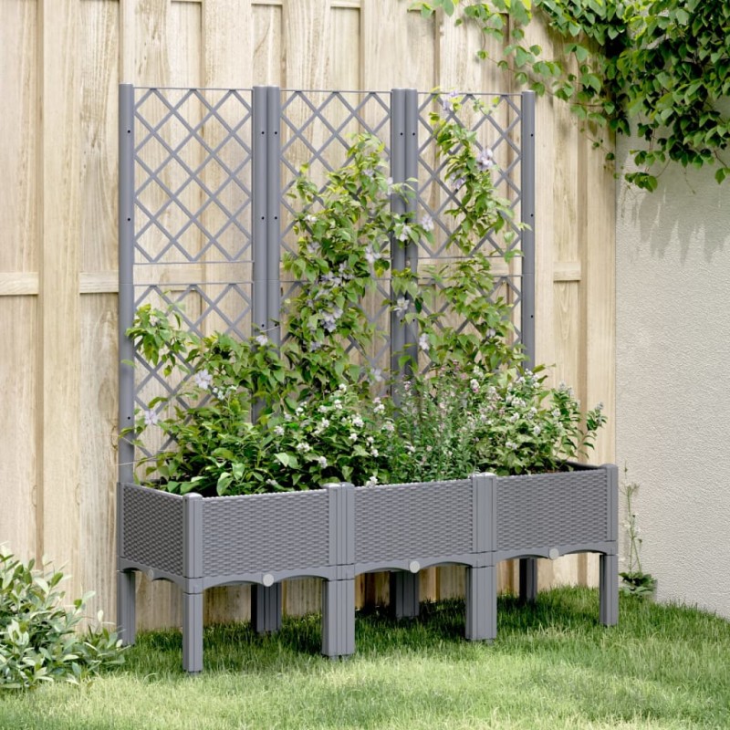 vidaXL Pflanzkübel mit Rankgitter Grau 120x40x142 cm PP vidaXL Pflanzkübel mit Rankgitter Grau 120x40x142 cm PP