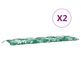 vidaXL Gartenbank-Auflagen 2 Stk. Blattmuster 180x50x7cm Oxford-Gewebe