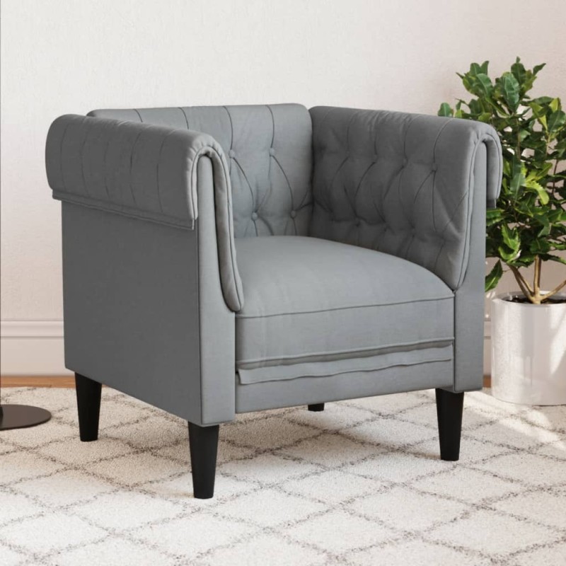 vidaXL Chesterfield-Sessel Hellgrau Stoff vidaXL Chesterfield-Sessel Hellgrau Stoff