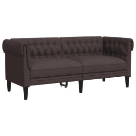 vidaXL Chesterfield-Sofa 2-Sitzer Dunkelbraun Stoff