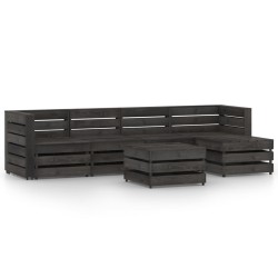 6-tlg. Garten-Lounge-Set Grau Imprägniertes Kiefernholz