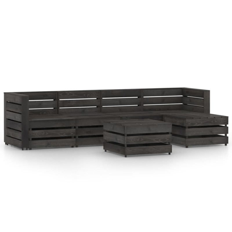 6-tlg. Garten-Lounge-Set Grau Imprägniertes Kiefernholz 6-tlg. Garten-Lounge-Set Grau Imprägniertes Kiefernholz