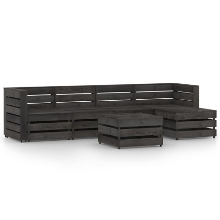 6-tlg. Garten-Lounge-Set Grau Imprägniertes Kiefernholz