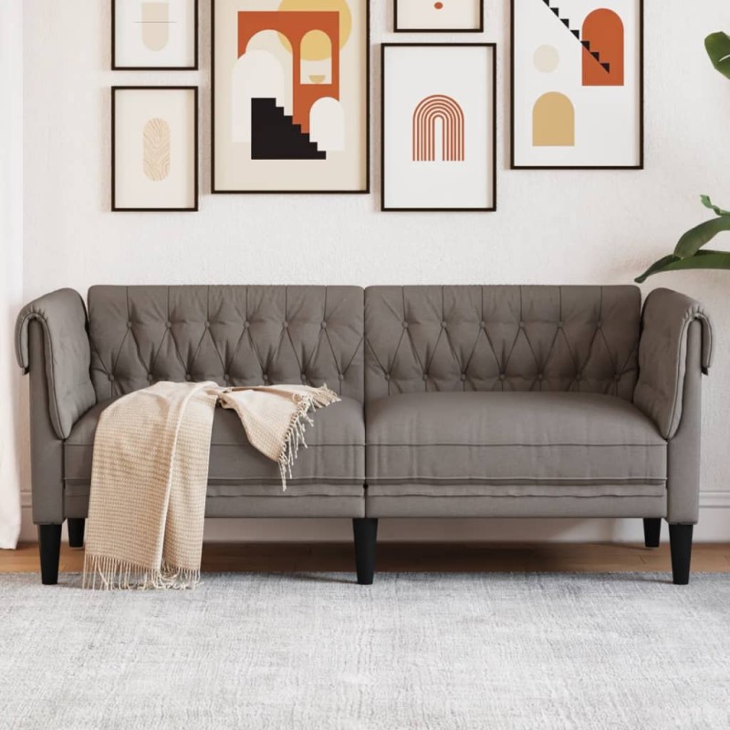 vidaXL Chesterfield-Sofa 2-Sitzer Taupe Stoff vidaXL Chesterfield-Sofa 2-Sitzer Taupe Stoff