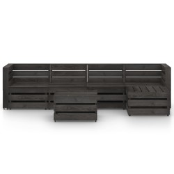 6-tlg. Garten-Lounge-Set Grau Imprägniertes Kiefernholz