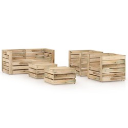 6-tlg. Garten-Lounge-Set Grün Imprägniertes Kiefernholz