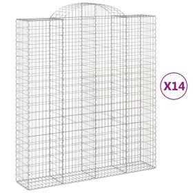 vidaXL Gabionen mit Hochbogen 14Stk. 200x50x220/240cm Verzinktes Eisen
