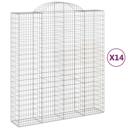 vidaXL Gabionen mit Hochbogen 14Stk. 200x50x220/240cm Verzinktes Eisen