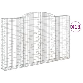 vidaXL Gabionen mit Hochbogen 13 Stk 300x30x180/200cm Verzinktes Eisen