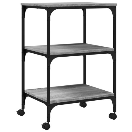 vidaXL Druckerständer 3 Ablagen Grau Sonoma 50x41x75 cm Holzwerkstoff
