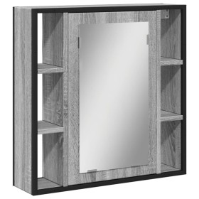 vidaXL Bad-Spiegelschrank Grau Sonoma 60x16x60 cm Holzwerkstoff