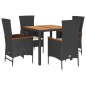 vidaXL 5-tlg. Garten-Essgruppe mit Kissen Schwarz Poly Rattan vidaXL 5-tlg. Garten-Essgruppe mit Kissen Schwarz Poly Rattan