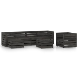 7-tlg. Garten-Lounge-Set Grau Imprägniertes Kiefernholz