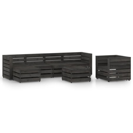 7-tlg. Garten-Lounge-Set Grau Imprägniertes Kiefernholz