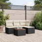 vidaXL 5-tlg. Garten-Sofagarnitur mit Kissen Schwarz Poly Rattan vidaXL 5-tlg. Garten-Sofagarnitur mit Kissen Schwarz Poly Rattan