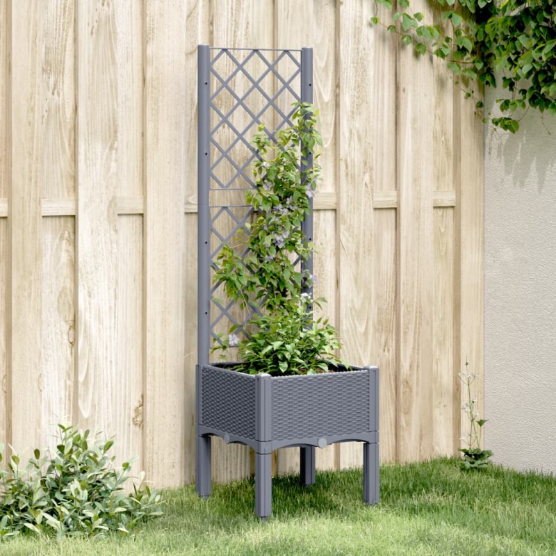 vidaXL Pflanzkübel mit Rankgitter Grau 40x40x142 cm PP vidaXL Pflanzkübel mit Rankgitter Grau 40x40x142 cm PP