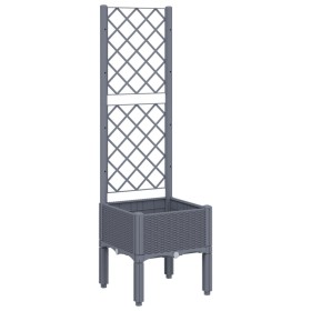 vidaXL Pflanzkübel mit Rankgitter Grau 40x40x142 cm PP