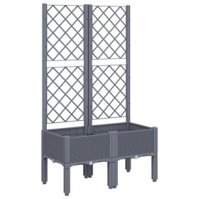 vidaXL Pflanzkübel mit Rankgitter Grau 80x40x142 cm PP