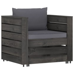 vidaXL 2-tlg. Garten-Lounge-Set mit Kissen Grau Imprägniertes Holz