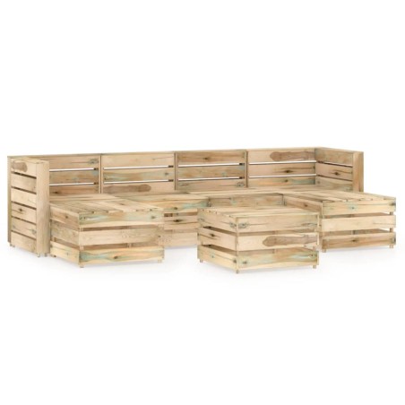 7-tlg. Garten-Lounge-Set Grün Imprägniertes Kiefernholz