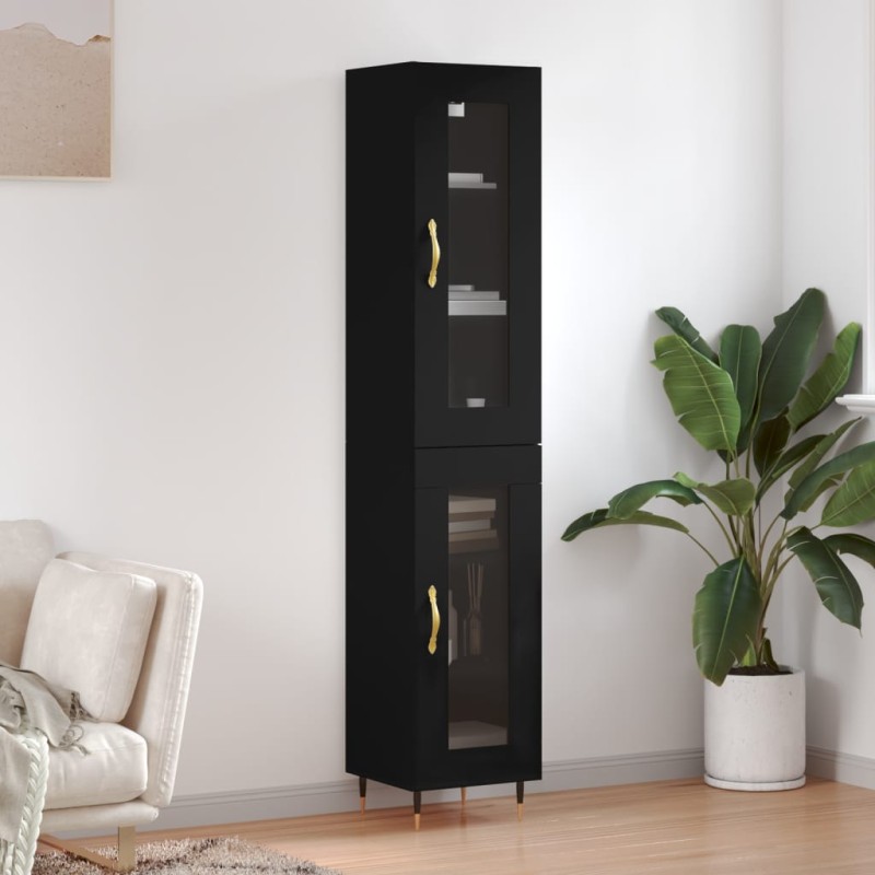 Highboard Schwarz 34,5x34x180 cm Holzwerkstoff Highboard Schwarz 34,5x34x180 cm Holzwerkstoff
