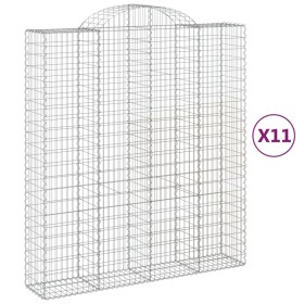 vidaXL Gabionen mit Hochbogen 11Stk. 200x50x220/240cm Verzinktes Eisen