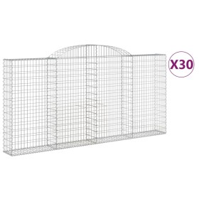 vidaXL Gabionen mit Hochbogen 30 Stk 300x30x140/160cm Verzinktes Eisen