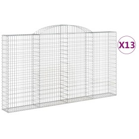 vidaXL Gabionen mit Hochbogen 13 Stk 300x30x160/180cm Verzinktes Eisen
