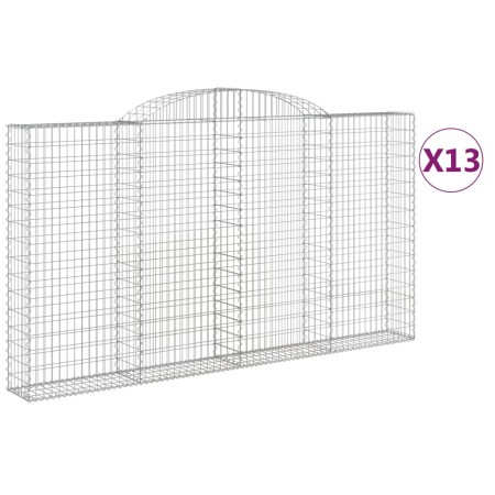 vidaXL Gabionen mit Hochbogen 13 Stk 300x30x160/180cm Verzinktes Eisen
