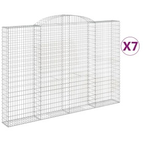 vidaXL Gabionen mit Hochbogen 7 Stk. 300x30x200/220cm Verzinktes Eisen
