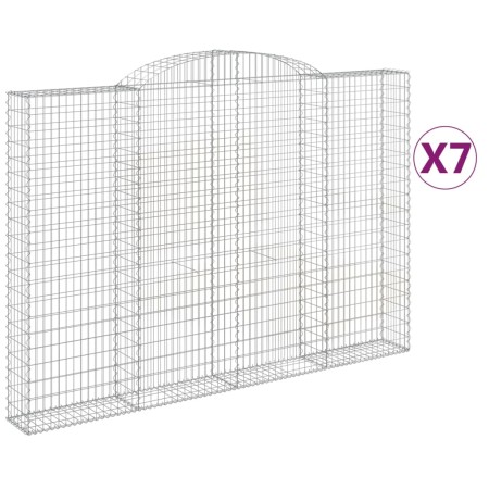 vidaXL Gabionen mit Hochbogen 7 Stk. 300x30x200/220cm Verzinktes Eisen