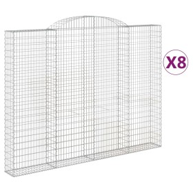 vidaXL Gabionen mit Hochbogen 8 Stk. 300x30x220/240cm Verzinktes Eisen