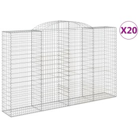 vidaXL Gabionen mit Hochbogen 20 Stk 300x50x180/200cm Verzinktes Eisen