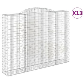 vidaXL Gabionen mit Hochbogen 13 Stk 300x50x220/240cm Verzinktes Eisen